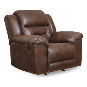 Bowery Hill Faux Leather Rocker Recliner with Gentle Rocking in Chocolate