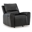 Bowery Hill Leather Rocker Recliner with Gentle Rocking in Black