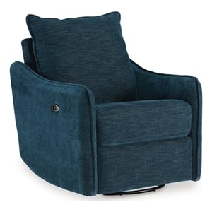 Bowery Hill Swivel Power Recliner with USB Charging Port in Navy