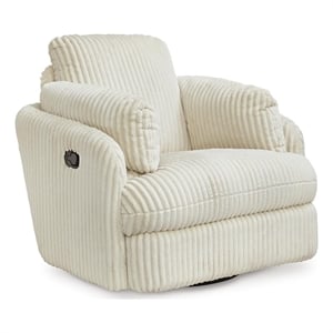 Bowery Hill Swivel Glider Recliner with Bolster Pillows in Ivory