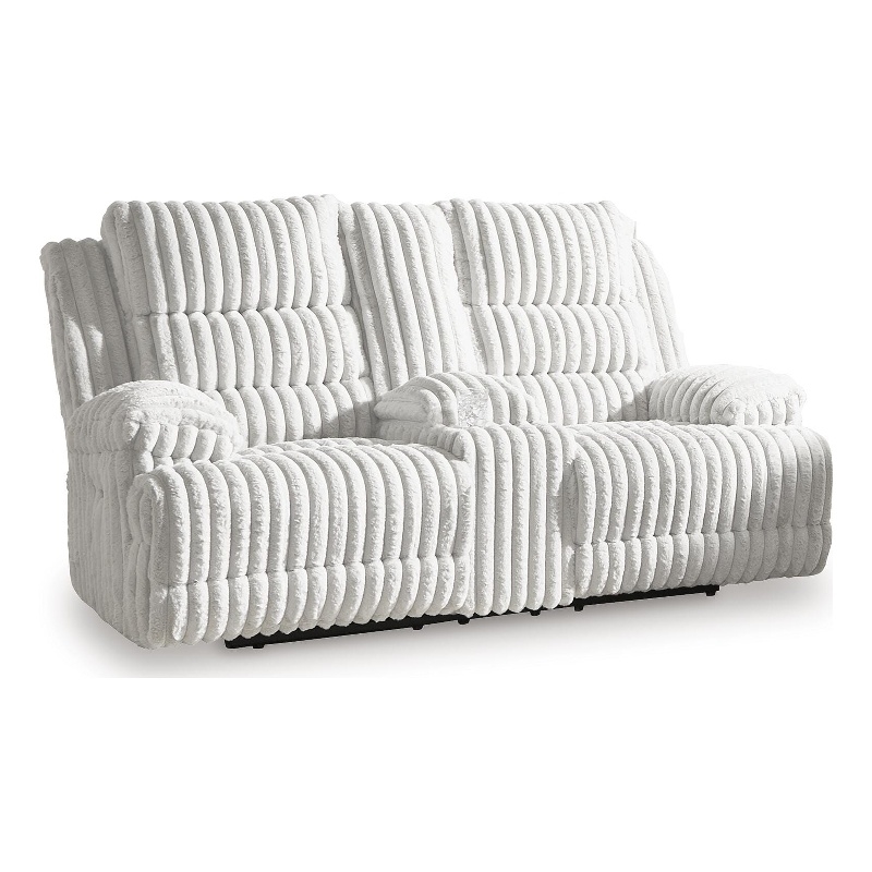Bowery Hill Power Reclining Loveseat with Storage Console in Gray