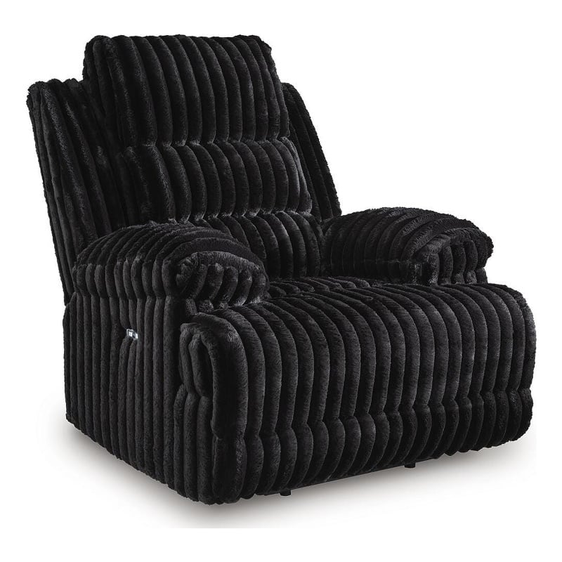 Bowery Hill Power Recliner with USB Charging and Plush Seat in Onyx