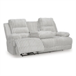 Bowery Hill Power Reclining Sofa with Drop-Down Table in Light Gray