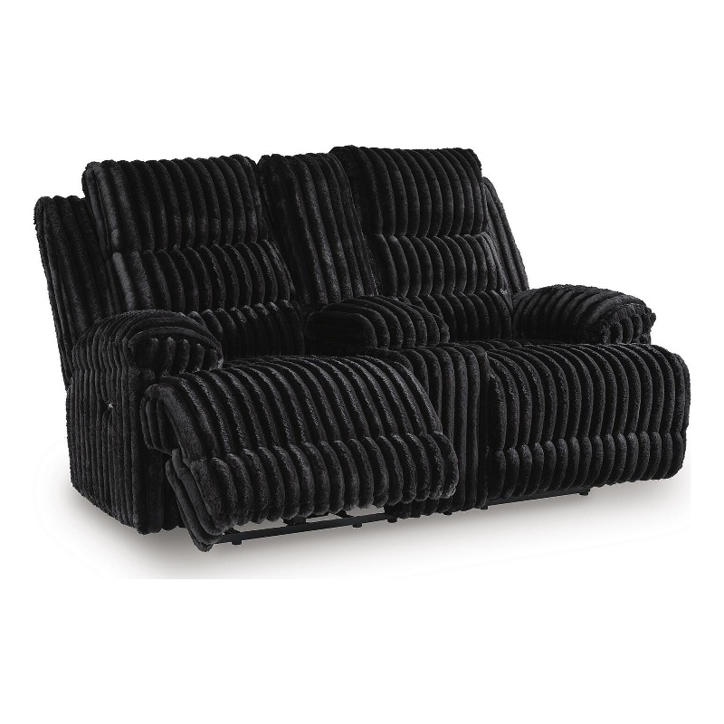 Bowery Hill Power Reclining Loveseat with Storage Console in Onyx