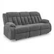 Bowery Hill Power Reclining Sofa with Drop-Down Table in Steel