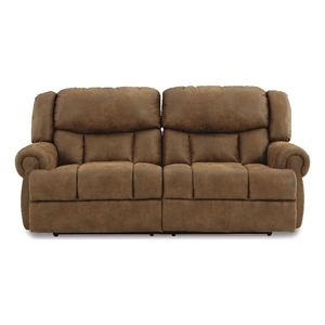 Bowery Hill Faux Leather Reclining Sofa with Pull-Tab in Brown