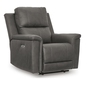 Bowery Hill Zero-Gravity Power Recliner with Headrest in Dark Gray