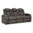 Bowery Hill Power Reclining Sofa with LED Lighting in Dark Gray