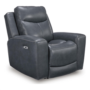 Bowery Hill Power Recliner with Adjustable Headrest and USB in Blue