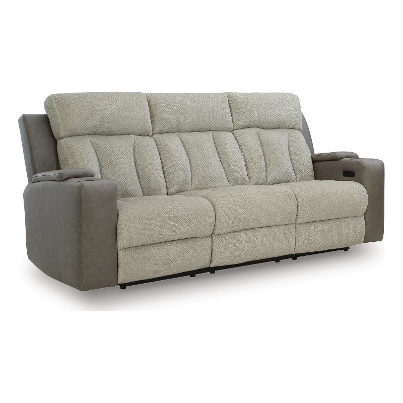Bowery Hill Dual-Sided Power Reclining Sofa with Headrest in Gray