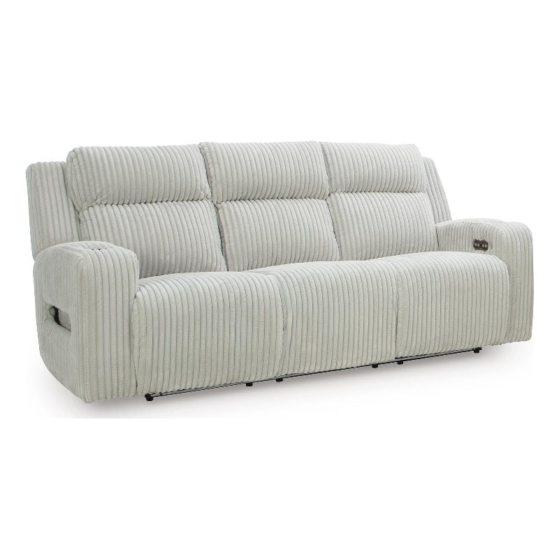 Bowery Hill Zero-Gravity Power Reclining Sofa with LED in Light Gray