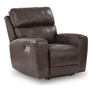 Bowery Hill Zero-Gravity Power Recliner with Genuine Leather in Smoke