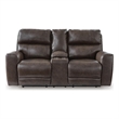 Bowery Hill Power Reclining Loveseat with Storage Console in Smoke