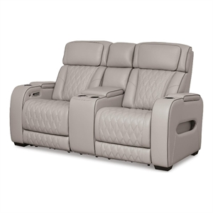 Bowery Hill Power Reclining Loveseat with Heat and Massage in Gray