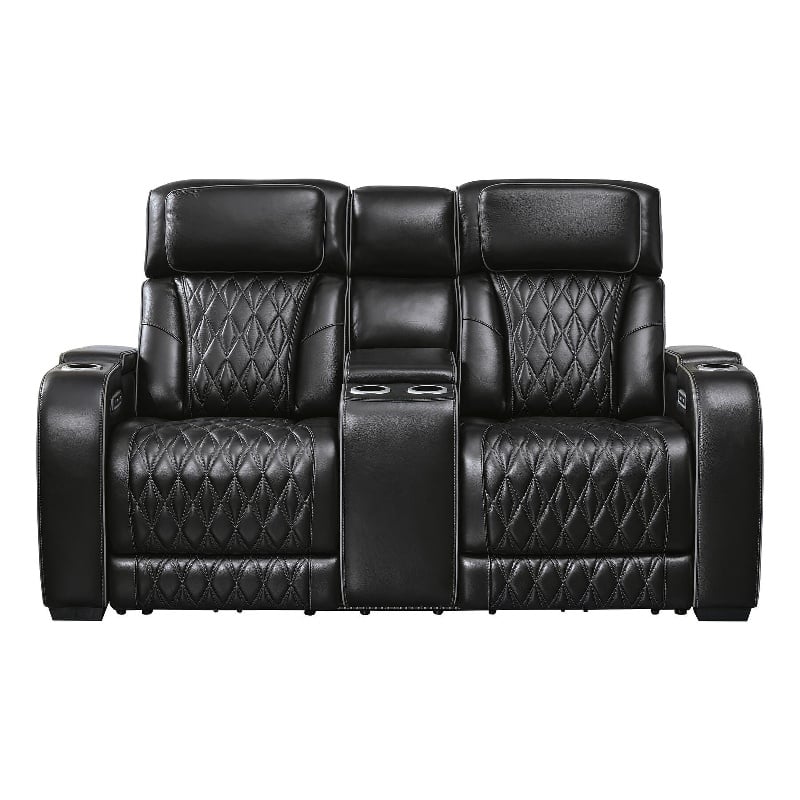 Bowery Hill Power Reclining Loveseat with Heat and Massage in Black