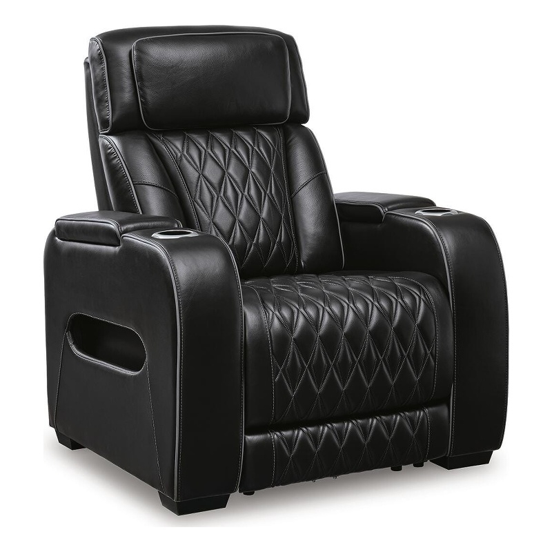 Bowery Hill Power Recliner with Heat and Air Massage in Black
