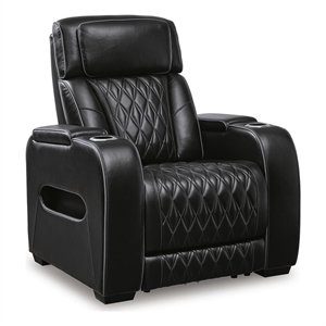 Bowery Hill Power Recliner with Heat and Air Massage in Black