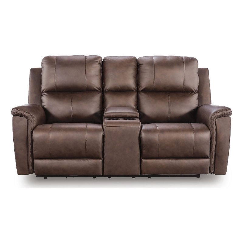 Bowery Hill Power Reclining Loveseat with Console in Espresso