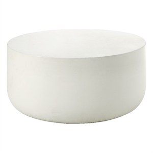 Bowery Hill Round Cement Coffee Table with Faux Concrete in Natural White