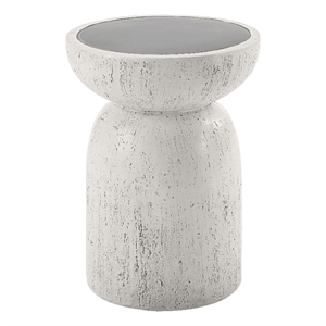 Bowery Hill Round Accent Table with Faux Concrete in Natural Gray