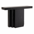 Bowery Hill Rectangular Console Table in Black Mirrored Finish with Marble
