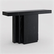 Bowery Hill Rectangular Console Table in Black Mirrored Finish with Marble