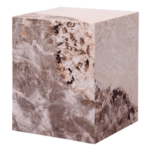 Bowery Hill Contemporary Engineered Stone End Table in Beige Finish