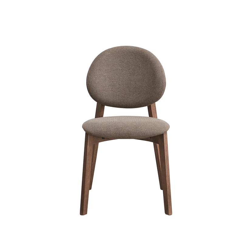 Bowery Hill Rubberwood Side Chairs with Linen Cushions Set of 2 in Brown