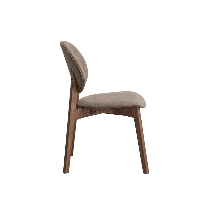 Bowery Hill Rubberwood Side Chairs with Linen Cushions Set of 2 in Brown