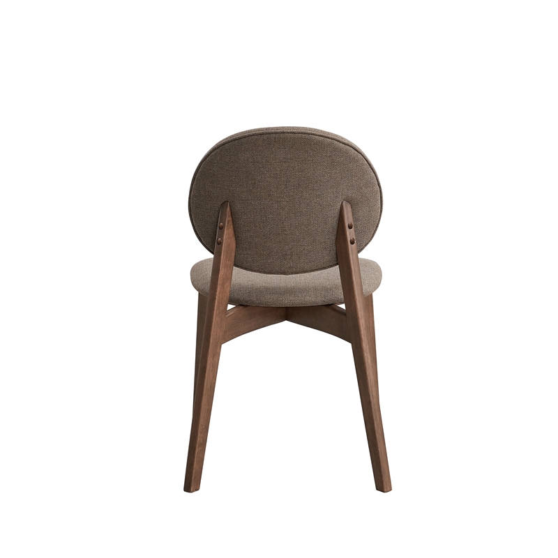 Bowery Hill Rubberwood Side Chairs with Linen Cushions Set of 2 in Brown