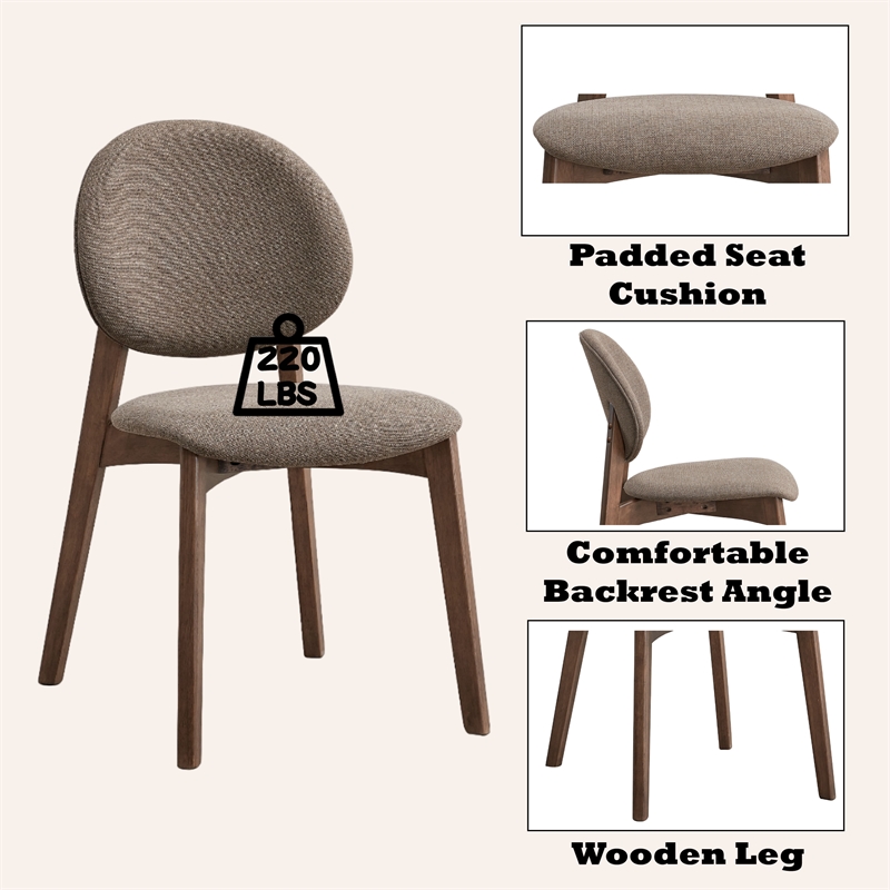 Bowery Hill Rubberwood Side Chairs with Linen Cushions Set of 2 in Brown