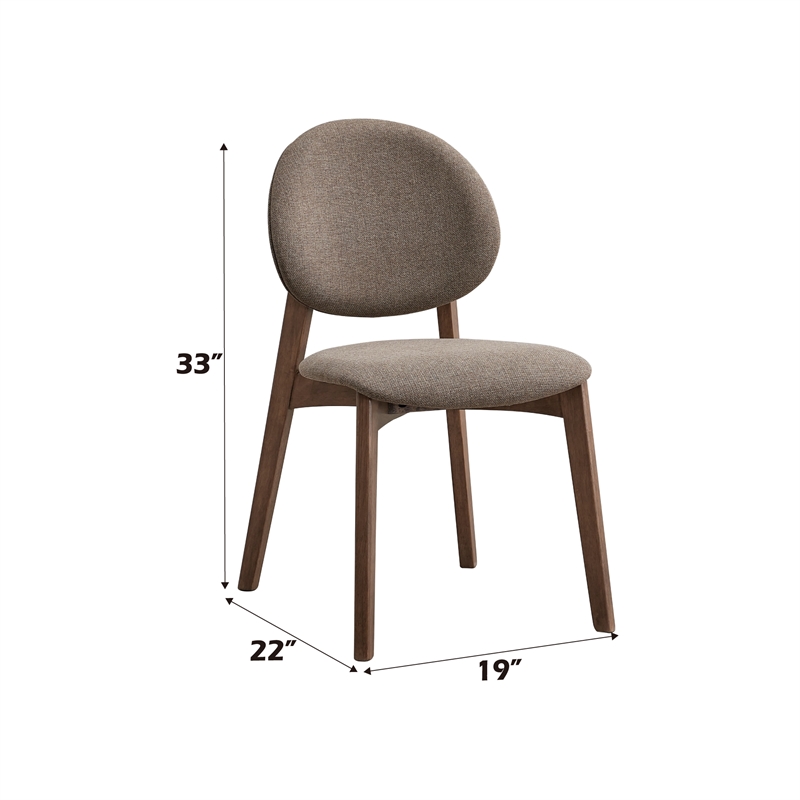 Bowery Hill Rubberwood Side Chairs with Linen Cushions Set of 2 in Brown