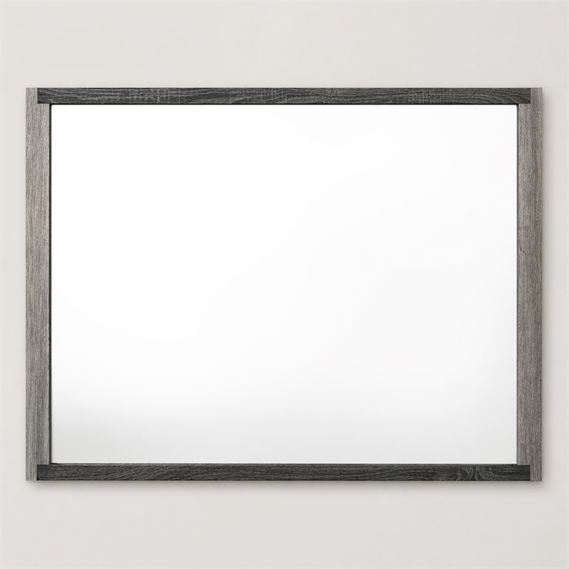 Bowery Hill Transitional Rectangular Mirror in Gray MDF and Glass