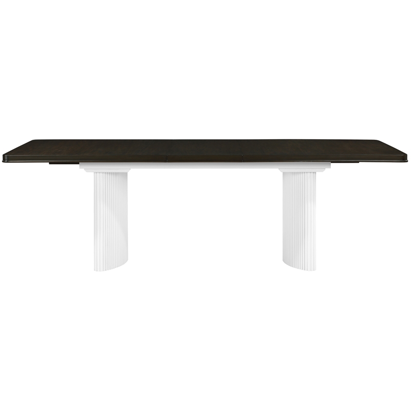 Bowery Hill Wood Rectangular Extension Dining Table in White and Brown