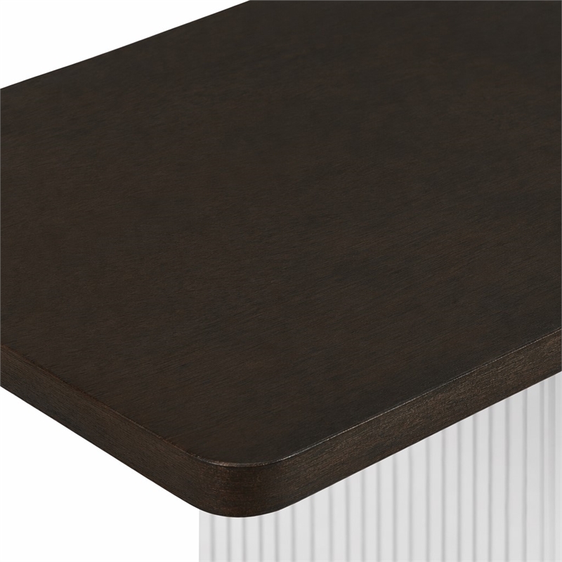 Bowery Hill Wood Rectangular Extension Dining Table in White and Brown