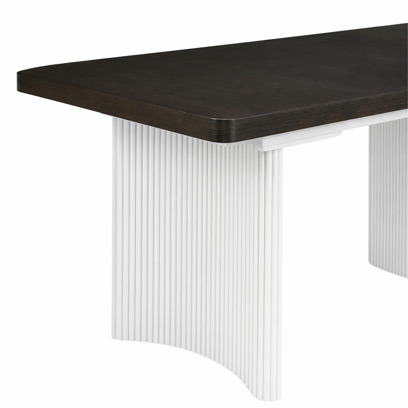 Bowery Hill Wood Rectangular Extension Dining Table in White and Brown