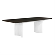 Bowery Hill Wood Rectangular Extension Dining Table in White and Brown