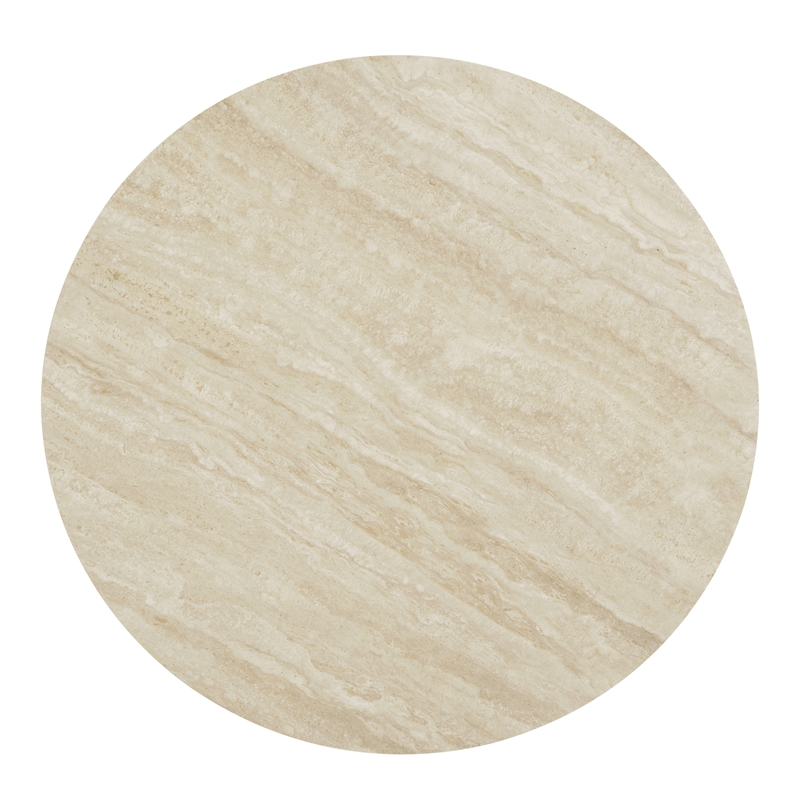 Bowery Hill Round Coffee Table with Ceramic Top in Light Gray