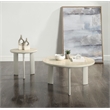 Bowery Hill Round End Table with Ceramic Top in Light Gray
