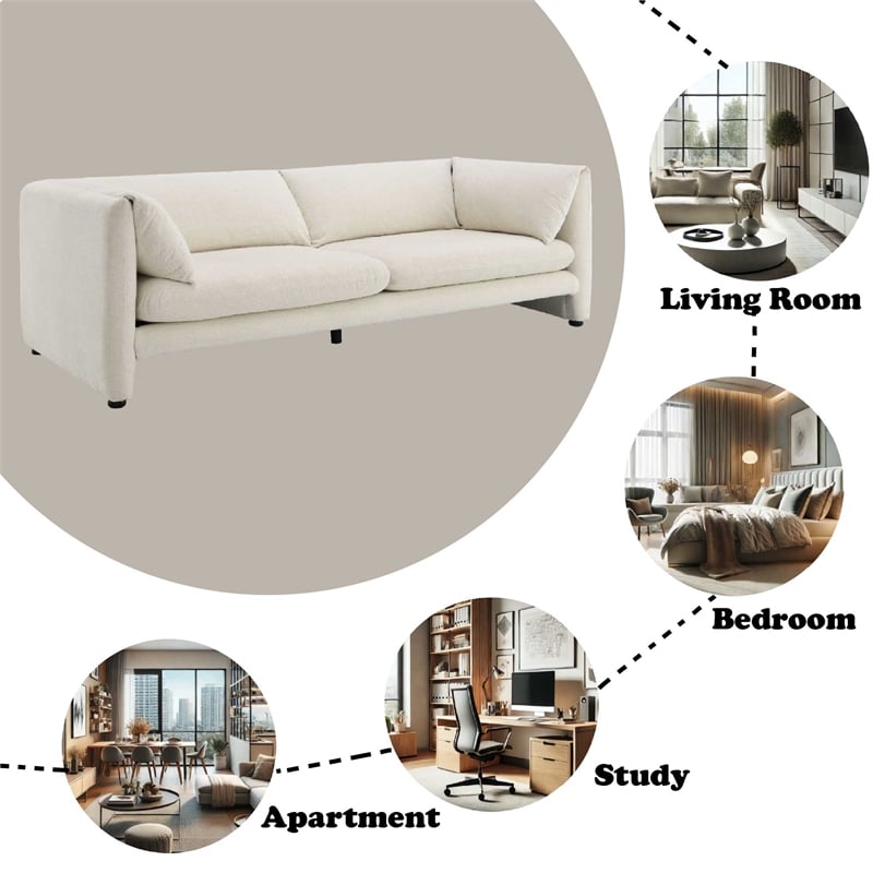 Bowery Hill Contemporary Wood and Fabric Sofa in Beige