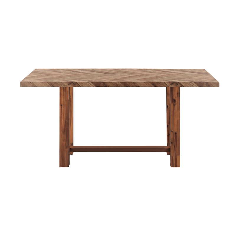 Bowery Hill Acacia Rectangular Counter Height Table in Brown