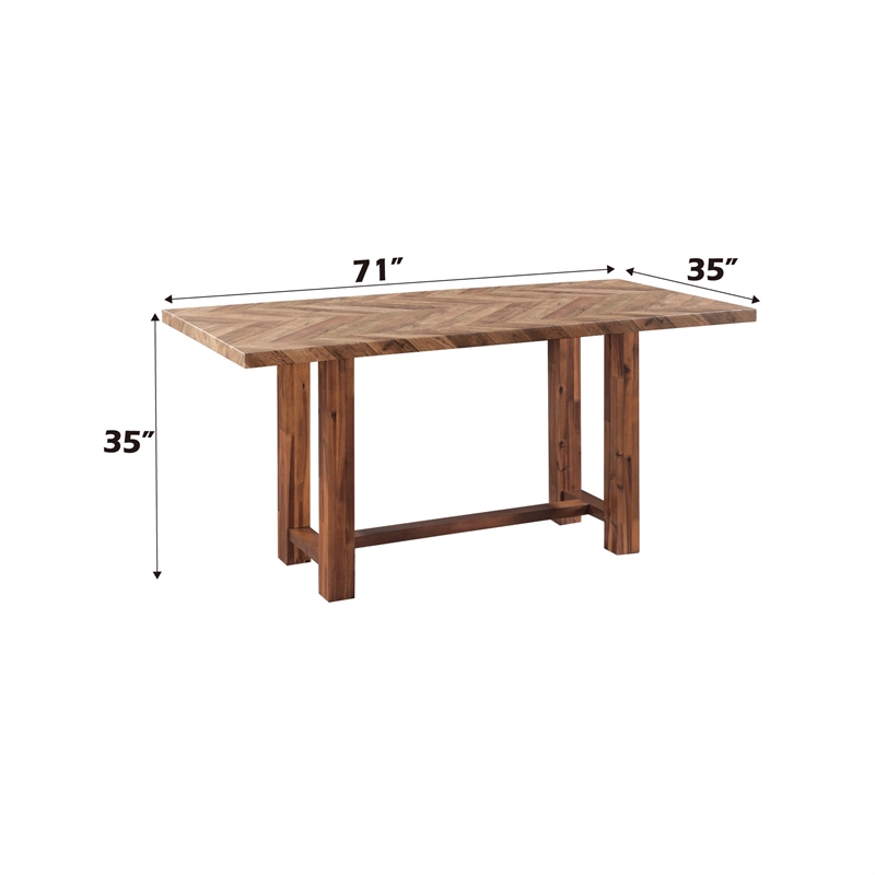 Bowery Hill Acacia Rectangular Counter Height Table in Brown