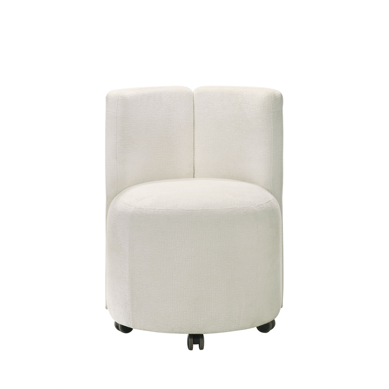 Bowery Hill Chenille Upholstered Swivel Side Chair in White (Set of 2)