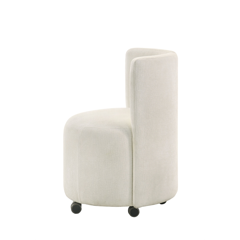 Bowery Hill Chenille Upholstered Swivel Side Chair in White (Set of 2)