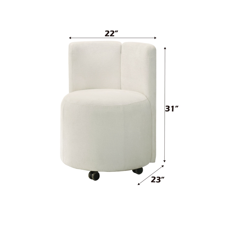 Bowery Hill Chenille Upholstered Swivel Side Chair in White (Set of 2)
