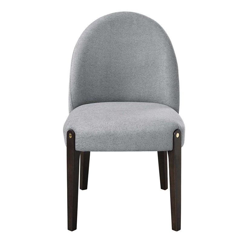 Bowery Hill Upholstered Side Chair Set of 2 in Gray and Espresso