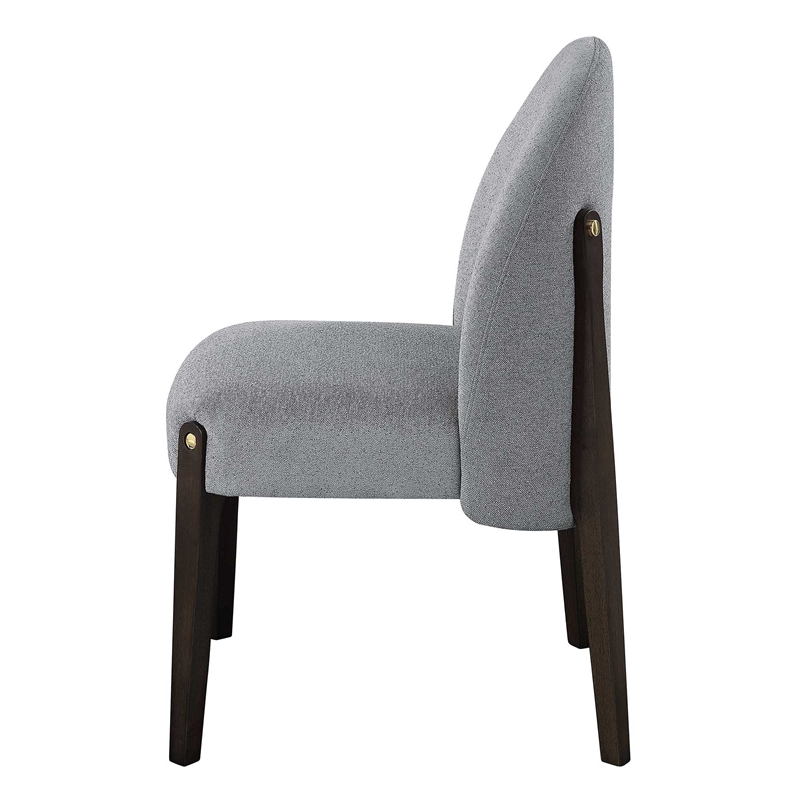 Bowery Hill Upholstered Side Chair Set of 2 in Gray and Espresso