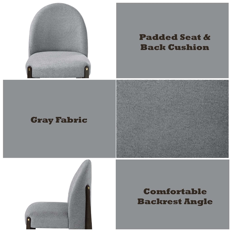Bowery Hill Upholstered Side Chair Set of 2 in Gray and Espresso