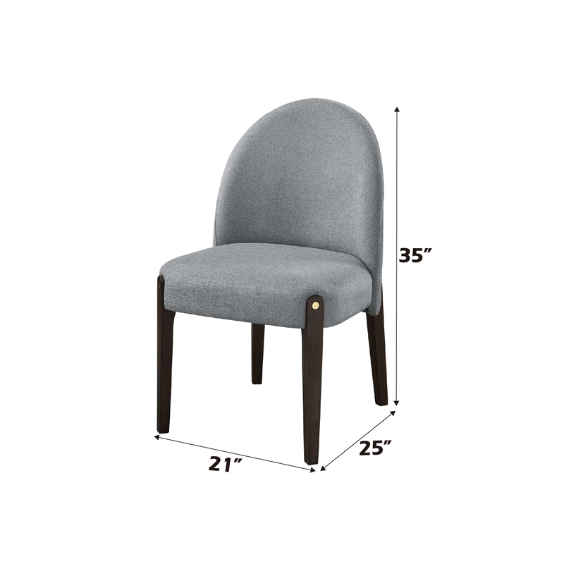 Bowery Hill Upholstered Side Chair Set of 2 in Gray and Espresso