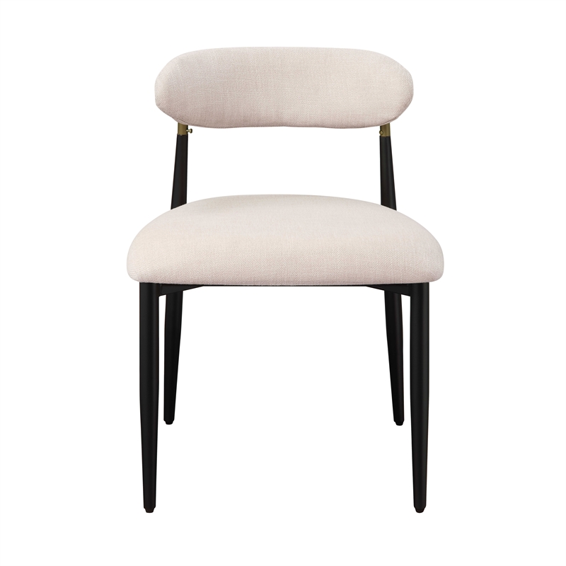 Bowery Hill Metal & Fabric Upholstered Side Chair in Beige & Black (Set of 2)